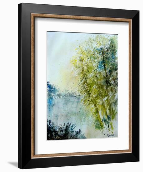 Watercolor 5575 Pond landscape-Pol Ledent-Framed Art Print