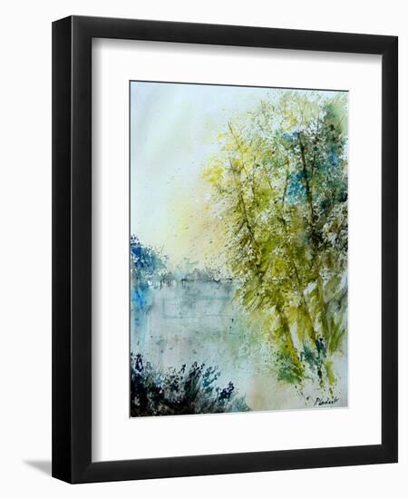 Watercolor 5575 Pond landscape-Pol Ledent-Framed Art Print