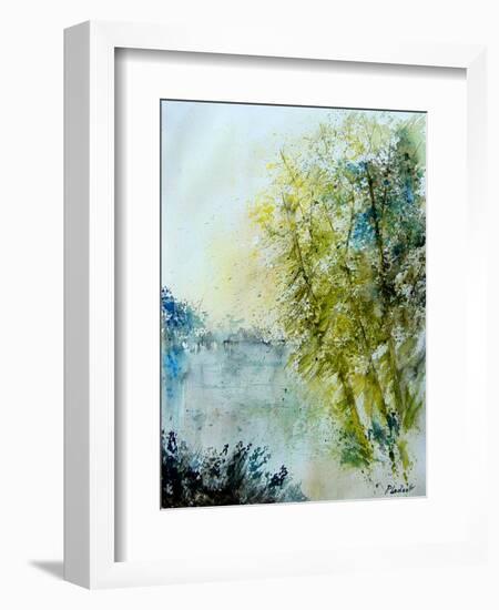 Watercolor 5575 Pond landscape-Pol Ledent-Framed Art Print