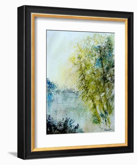 Watercolor 5575 Pond landscape-Pol Ledent-Framed Art Print