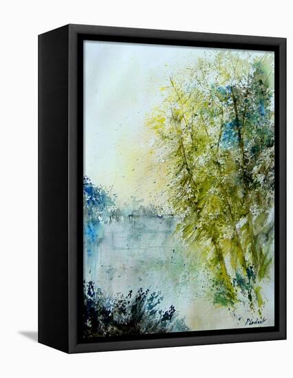 Watercolor 5575 Pond landscape-Pol Ledent-Framed Stretched Canvas