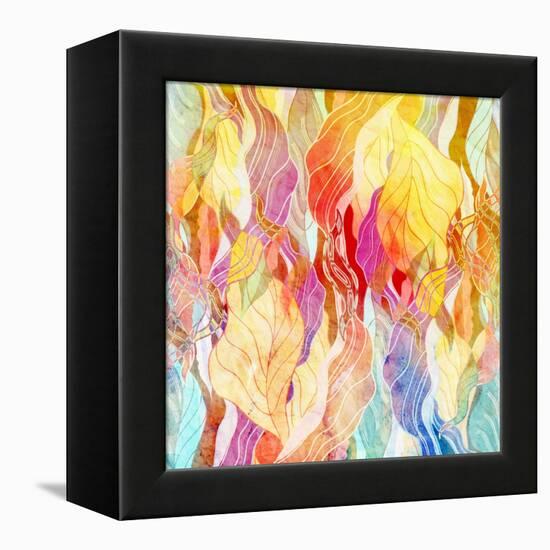 Watercolor a Retro Background of Abstract Elements-Tanor-Framed Stretched Canvas