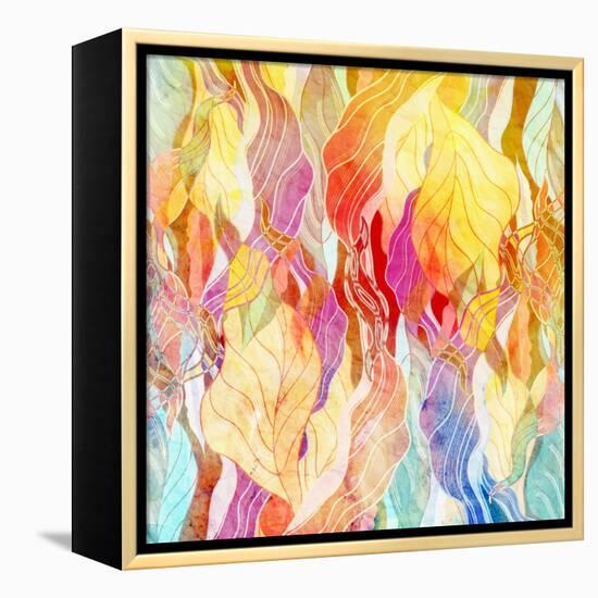 Watercolor a Retro Background of Abstract Elements-Tanor-Framed Stretched Canvas