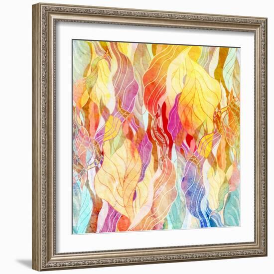 Watercolor a Retro Background of Abstract Elements-Tanor-Framed Art Print
