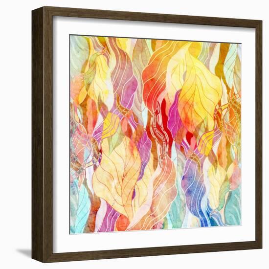 Watercolor a Retro Background of Abstract Elements-Tanor-Framed Art Print