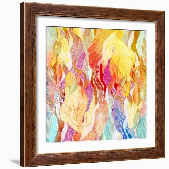Watercolor a Retro Background of Abstract Elements-Tanor-Framed Art Print