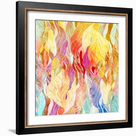 Watercolor a Retro Background of Abstract Elements-Tanor-Framed Art Print