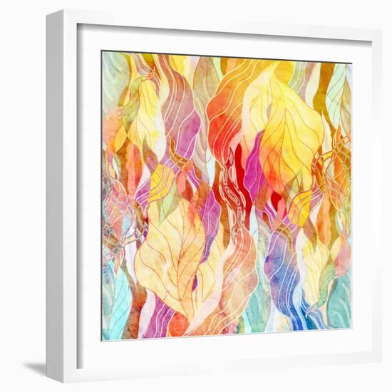 Watercolor a Retro Background of Abstract Elements-Tanor-Framed Art Print