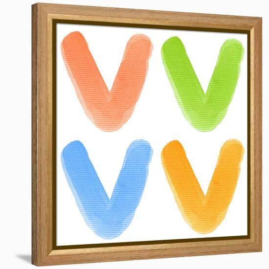 Watercolor Alphabet Letter, Different Colors, Isolated-donatas1205-Framed Stretched Canvas