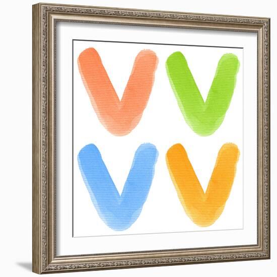 Watercolor Alphabet Letter, Different Colors, Isolated-donatas1205-Framed Premium Giclee Print