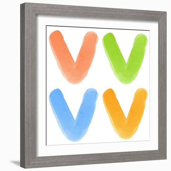 Watercolor Alphabet Letter, Different Colors, Isolated-donatas1205-Framed Premium Giclee Print