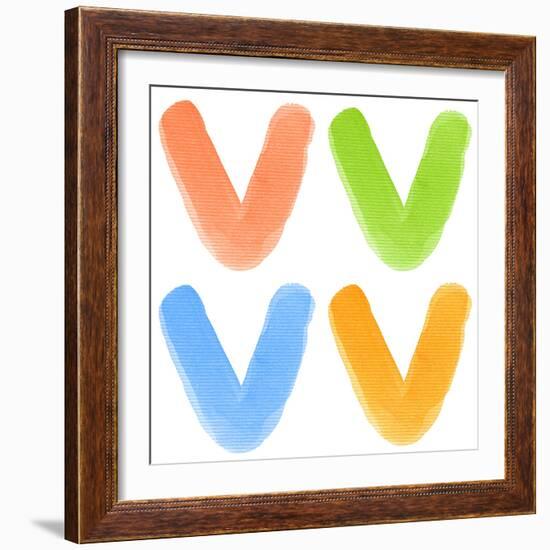 Watercolor Alphabet Letter, Different Colors, Isolated-donatas1205-Framed Premium Giclee Print