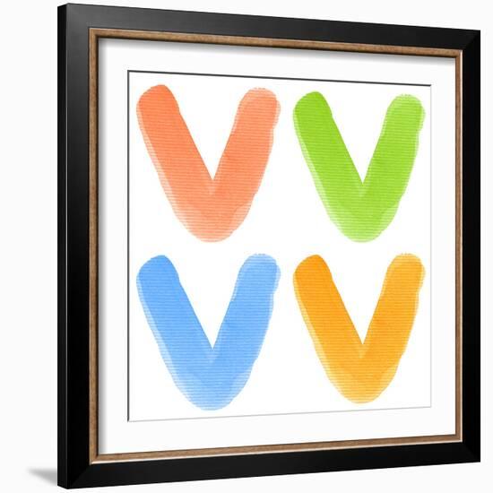 Watercolor Alphabet Letter, Different Colors, Isolated-donatas1205-Framed Premium Giclee Print