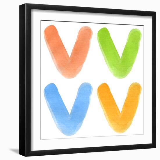 Watercolor Alphabet Letter, Different Colors, Isolated-donatas1205-Framed Premium Giclee Print