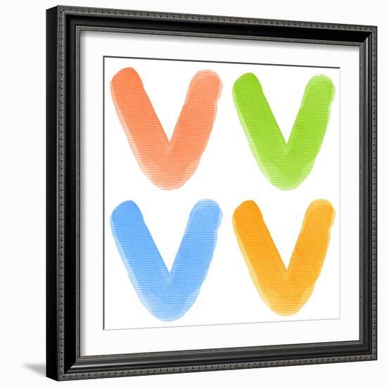 Watercolor Alphabet Letter, Different Colors, Isolated-donatas1205-Framed Premium Giclee Print