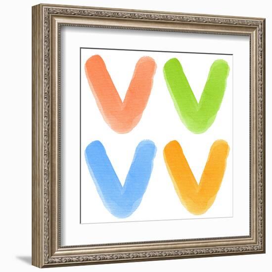 Watercolor Alphabet Letter, Different Colors, Isolated-donatas1205-Framed Art Print