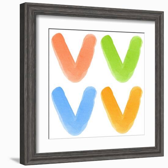 Watercolor Alphabet Letter, Different Colors, Isolated-donatas1205-Framed Art Print