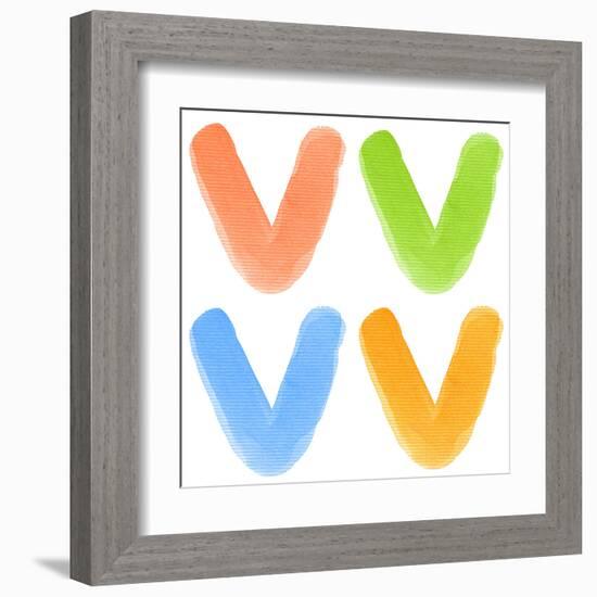 Watercolor Alphabet Letter, Different Colors, Isolated-donatas1205-Framed Art Print