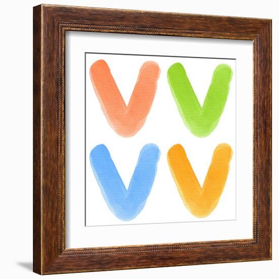 Watercolor Alphabet Letter, Different Colors, Isolated-donatas1205-Framed Art Print