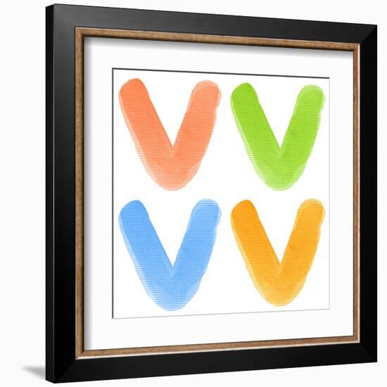 Watercolor Alphabet Letter, Different Colors, Isolated-donatas1205-Framed Art Print