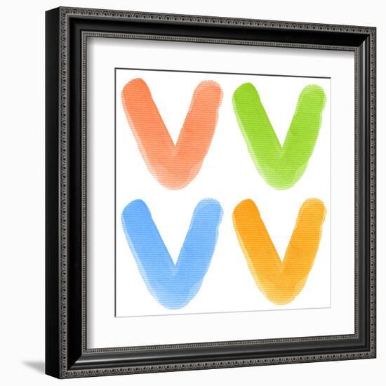 Watercolor Alphabet Letter, Different Colors, Isolated-donatas1205-Framed Art Print