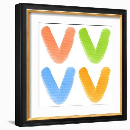 Watercolor Alphabet Letter, Different Colors, Isolated-donatas1205-Framed Art Print