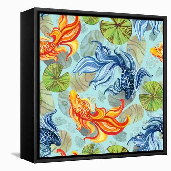 Watercolor Asian Goldfishes-tanycya-Framed Stretched Canvas