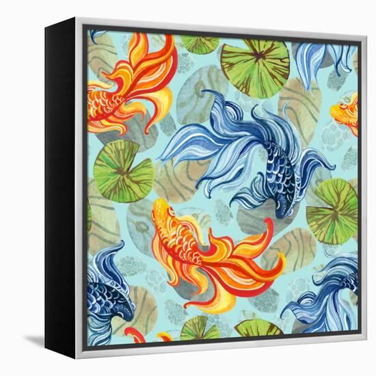Watercolor Asian Goldfishes-tanycya-Framed Stretched Canvas