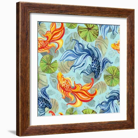 Watercolor Asian Goldfishes-tanycya-Framed Premium Giclee Print