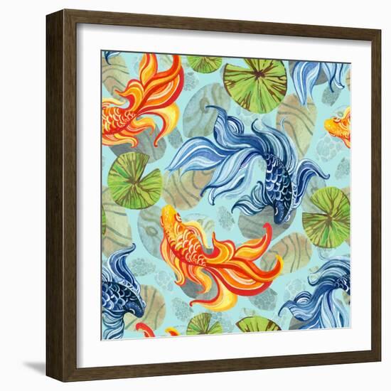 Watercolor Asian Goldfishes-tanycya-Framed Art Print