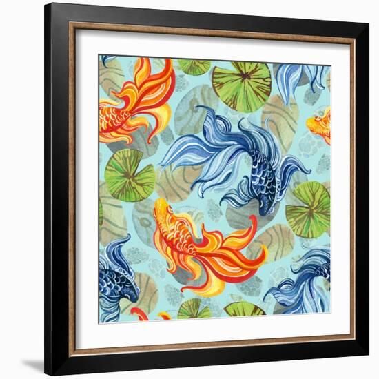 Watercolor Asian Goldfishes-tanycya-Framed Art Print