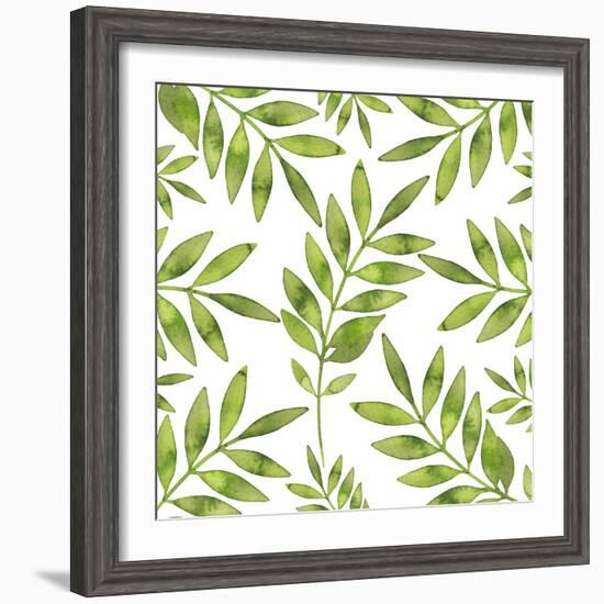 Watercolor Background with Green Fern Branch-Maria Mirnaya-Framed Premium Giclee Print