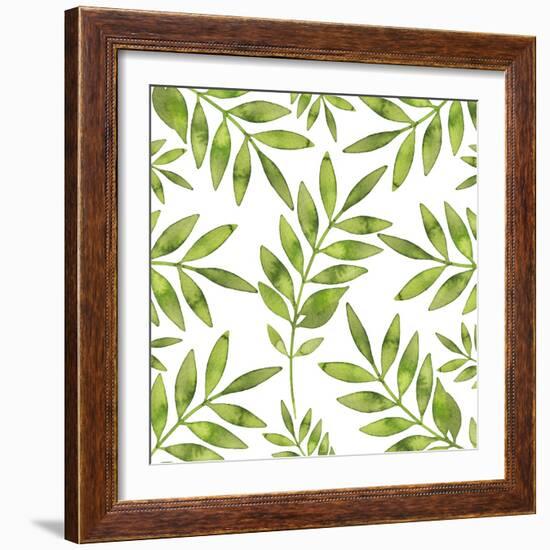 Watercolor Background with Green Fern Branch-Maria Mirnaya-Framed Premium Giclee Print