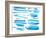 Watercolor Blue / Ink Brush Strokes Collection-Danussa-Framed Art Print