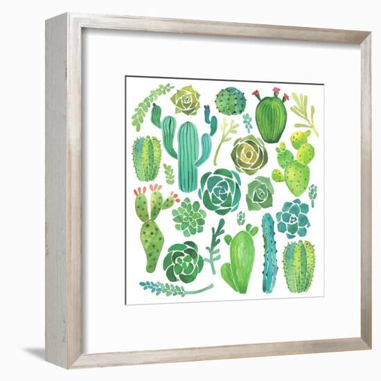 Watercolor Cactus and Succulent Set-Nadydy-Framed Art Print