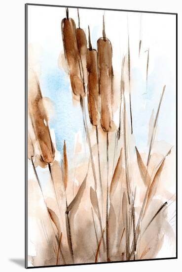 Watercolor Cattail Study I-Ethan Harper-Mounted Art Print