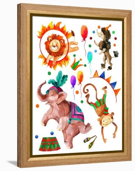 Watercolor Circus-tanycya-Framed Stretched Canvas