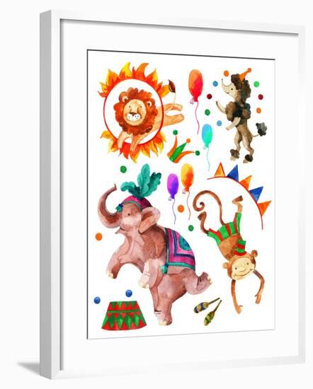 Watercolor Circus-tanycya-Framed Art Print