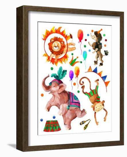Watercolor Circus-tanycya-Framed Art Print
