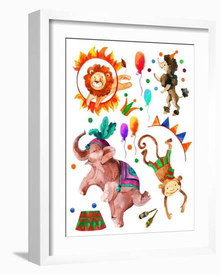 Watercolor Circus-tanycya-Framed Art Print