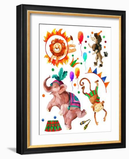 Watercolor Circus-tanycya-Framed Art Print