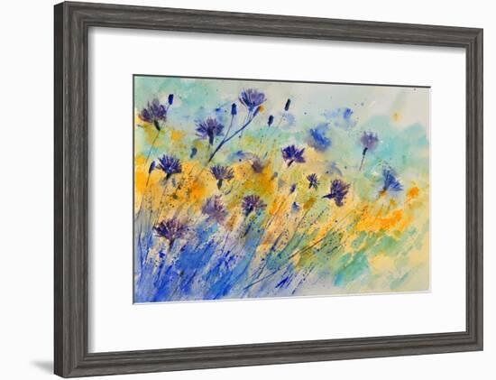 Watercolor Cornflowers-Pol Ledent-Framed Art Print