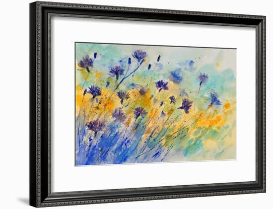 Watercolor Cornflowers-Pol Ledent-Framed Art Print