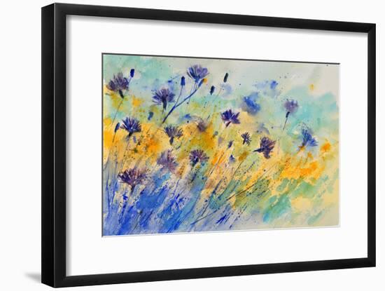 Watercolor Cornflowers-Pol Ledent-Framed Art Print