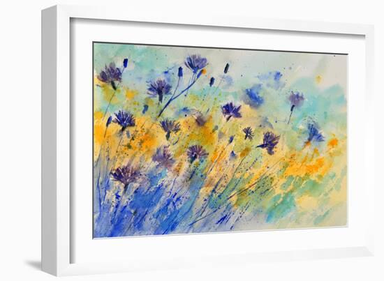 Watercolor Cornflowers-Pol Ledent-Framed Art Print