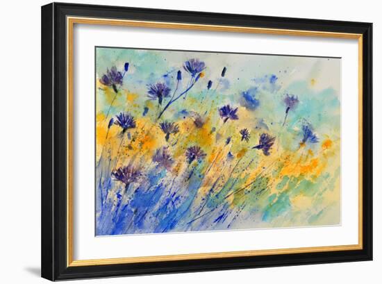 Watercolor Cornflowers-Pol Ledent-Framed Art Print