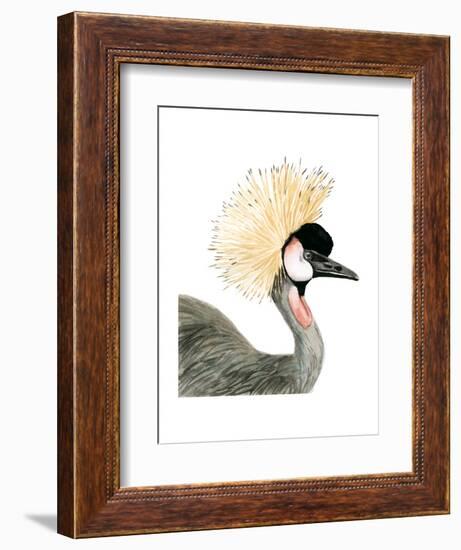 Watercolor Crested Crane-Naomi McCavitt-Framed Art Print