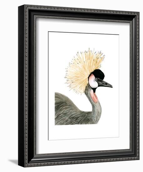 Watercolor Crested Crane-Naomi McCavitt-Framed Art Print