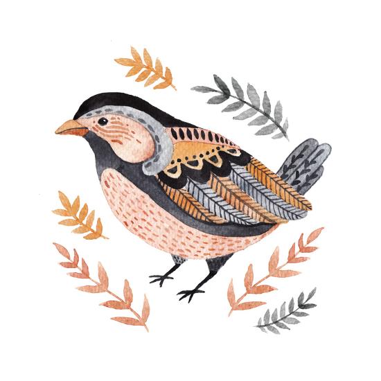 Watercolor Cute Little Bird Hand Drawn Colorful Illustration For