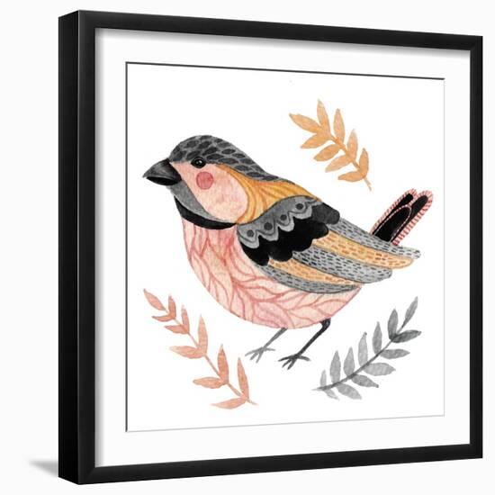 Watercolor Cute Little Bird. Hand Drawn Colorful Illustration for Kids.Abstract Illustration Perfec-Maria Sem-Framed Art Print